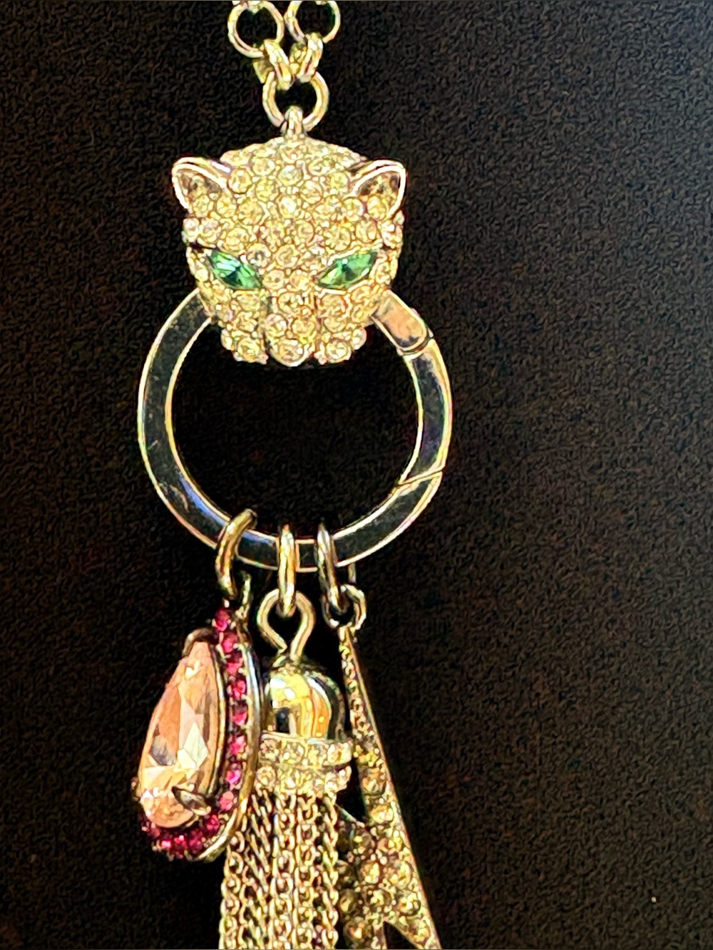 Bomb Party 2023 SilverCrystal Jaguar 🐆 Pendant Necklace Lanyard with 3 Charms ⚡️